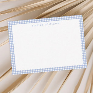 Lichtblauw Gingham Plaid Notitiekaartje