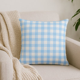 Lichtblauw Gingham Plaid Sierkussen
