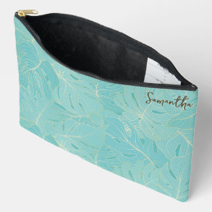 Lichtblauw & Goud Abstract palmbladpatroon Etui