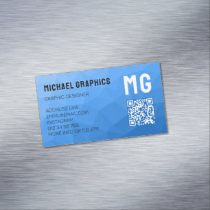 Lichtblauw gradiënt geometrisch mesh patroon QR co Magnetisch Visitekaartje