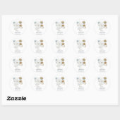Lichtblauw grijs bruine zomerbloemen ronde sticker (Vel)