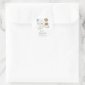 Lichtblauw grijs bruine zomerbloemen ronde sticker (Tas)
