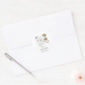 Lichtblauw grijs bruine zomerbloemen ronde sticker (Envelop)