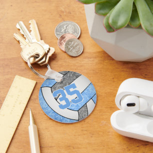 Lichtblauw Grijs Meisjes Volleybal Club Naam Sleutelhanger