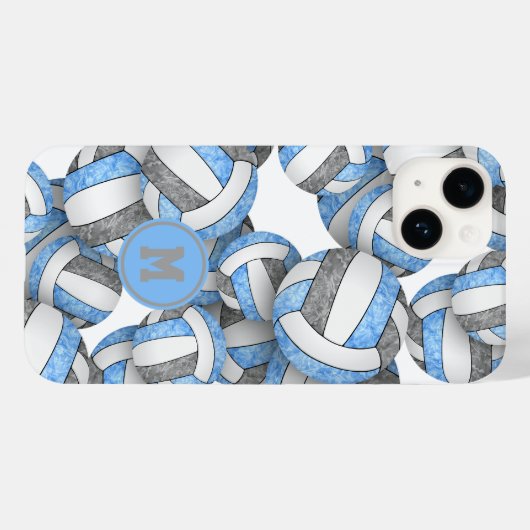 Lichtblauw grijs monogram meisjes volleybal Case-Mate iPhone case (Achterkant (horizontaal))