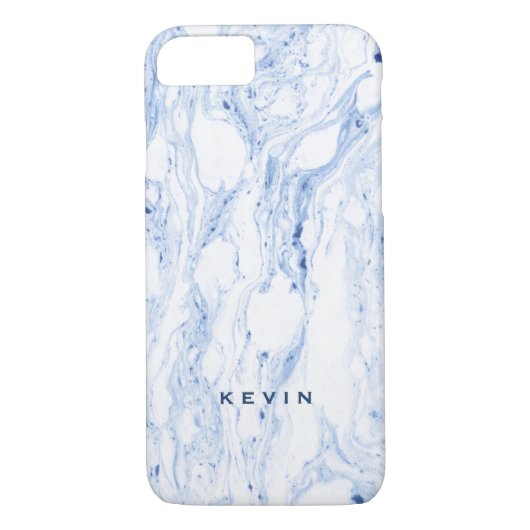 Lichtblauw-grijs & Wit marmeren wervelingen Case-Mate iPhone Case (Achterkant)