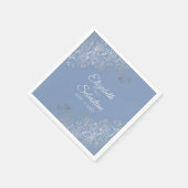 Lichtblauw Grijs & Zilveren Frills Elegant Bruilof Servet (Hoek)