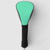 Lichtblauw & groen vervormd dambord patroon golfheadcover (Voorkant)