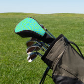 Lichtblauw & groen vervormd dambord patroon golfheadcover (Insitu)