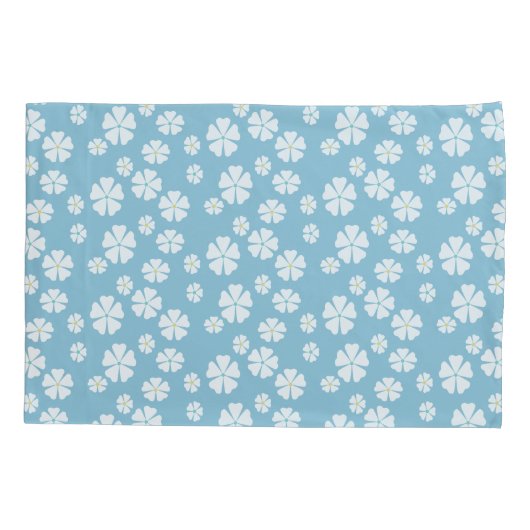 Lichtblauw kanteltje met witte bloemen kussensloop (Achterkant-Links)