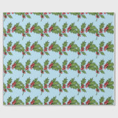 Lichtblauw Kerstmis Mistletoe Patroon Cadeaupapier (Vlak)