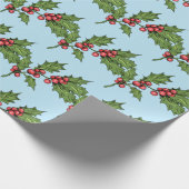 Lichtblauw Kerstmis Mistletoe Patroon Cadeaupapier (Hoek)
