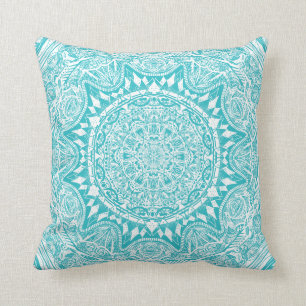 Lichtblauw mandala patroon kussen