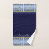 Lichtblauw, marineblauw en goudpatroon bad handdoek (Handdoek)
