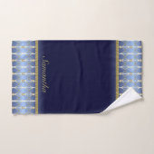Lichtblauw, marineblauw en goudpatroon bad handdoek (Handdoek)