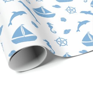 Lichtblauw maritiem ontwerp cadeauverpakkings papi cadeaupapier