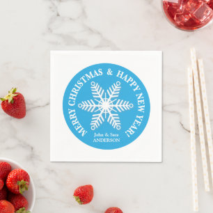 Lichtblauw Met Sneeuwvlok Persoonlijke Kerstmis Servetten