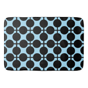Lichtblauw met zwarte geometrische badmat