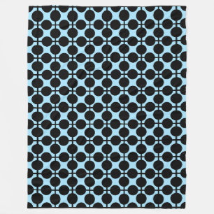 Lichtblauw met zwarte geometrische fleece deken