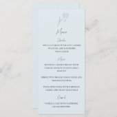 Lichtblauw Minimalistisch Bloem Monogram Bruiloft Menu (Voorkant / Achterkant)