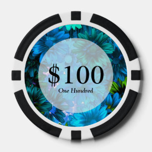 Lichtblauw modern bloemmotief poker chips