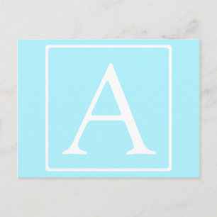 Lichtblauw monogram briefkaart