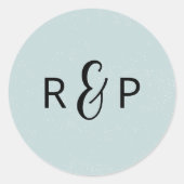 Lichtblauw Monogram Bruiloft Ronde Sticker (Voorkant)
