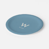 Lichtblauw Monogram Persoonlijke Partij Papieren Bordje (Gekanteld)