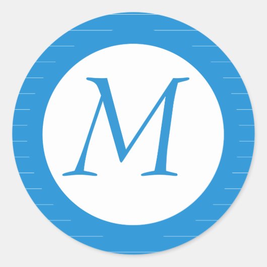 Lichtblauw monogram Sticker (Voorkant)
