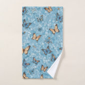 Lichtblauw mozaïek met vlinders bad handdoek (Handdoek)