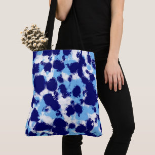 Lichtblauw, Navy en Wit Abstract Draagtas