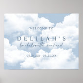 Lichtblauw "On Cloud Nine" Bachelorette Welkom Poster (Voorkant)
