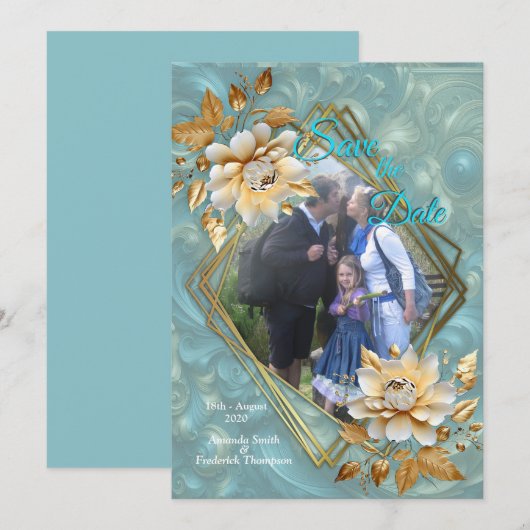 Lichtblauw palet op een Brons Gold Barogue ontwerp Kaart (Voorkant / Achterkant)