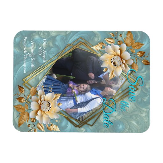 Lichtblauw palet op een Brons Gold Barogue ontwerp Magneet (Horizontaal)