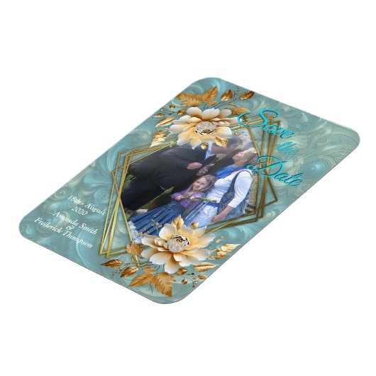 Lichtblauw palet op een Brons Gold Barogue ontwerp Magneet (Linkerzijde)