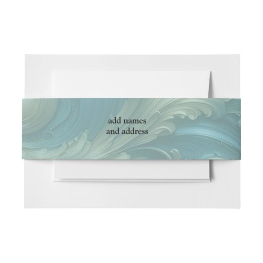 Lichtblauw palet op een Brons Gold Barogue ontwerp Uitnodigingen Wikkel (Voorkant Voorbeeld)