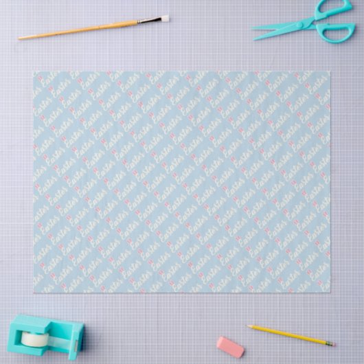 Lichtblauw “Pasen” Schrift Tissuepapier (Craft)
