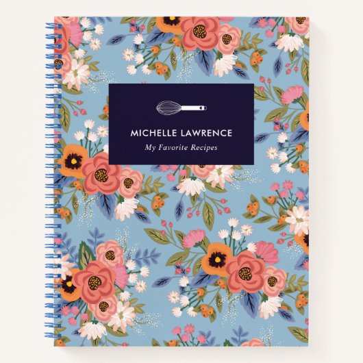 Lichtblauw & Pastels Boho Bloemenpatroon Notitieboek (Voorkant)