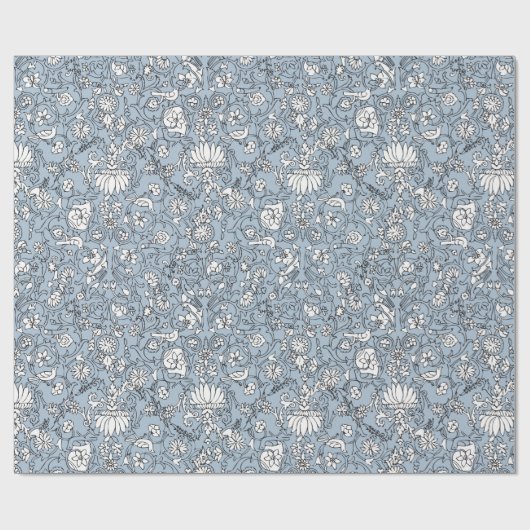 lichtblauw perzisch patroon cadeaupapier (Vlak)