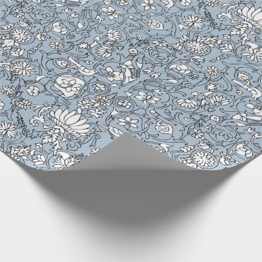 lichtblauw perzisch patroon cadeaupapier (Hoek)