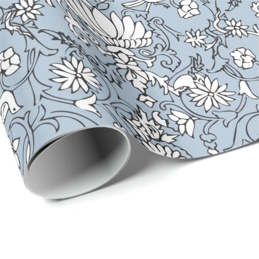 lichtblauw perzisch patroon cadeaupapier (Rol Hoek)