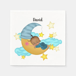 Lichtblauw Pet Baby op een maan Servet