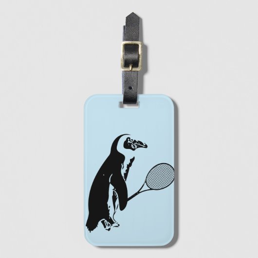 Lichtblauw pinguïn tennis bagagelabel (Voorkant (verticaal))