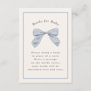 Lichtblauw Plaid Bow Elegant Baby shower Informatiekaartje