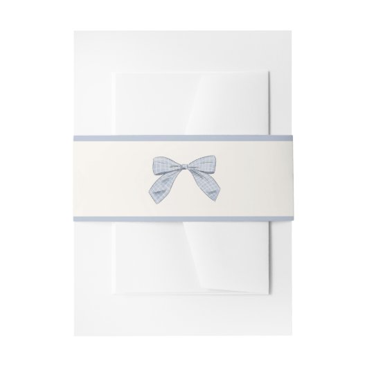 Lichtblauw Plaid Bow Elegant Neutraal Baby shower Uitnodigingen Wikkel (Voorkant Voorbeeld)