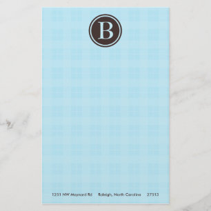 Lichtblauw Plaid Monogram Briefpapier