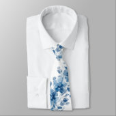 Lichtblauw Porselein Bloemen Bruiloft Groomsmen Gi Stropdas (Gebonden)