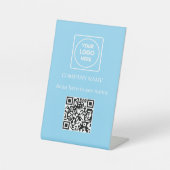 Lichtblauw QR-code menudisplay sokkelbord Reclamebord Met Voetstuk (Voorkant)