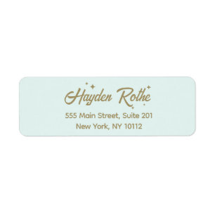 Lichtblauw retro script etiket