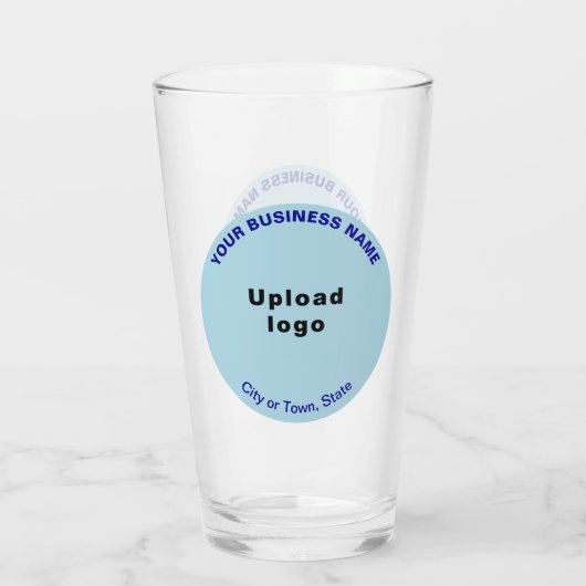 Lichtblauw Ronde Vorm Zakelijk Merk op Glazen Beke (Achterkant)